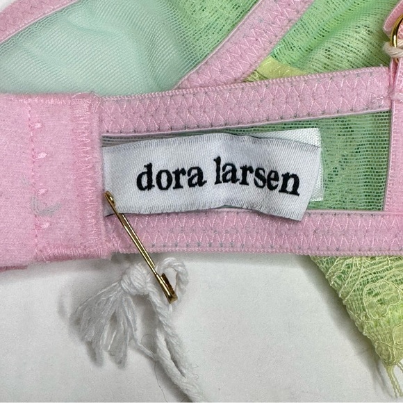 NWT DORA LARSEN Emilie Lace Bralette Low Rise Panty Knicker Set Bright Yellow - Picture 13 of 16